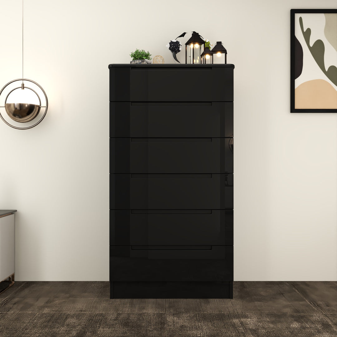 High Gloss 6-Pull-Out Storage Chest of Drawers