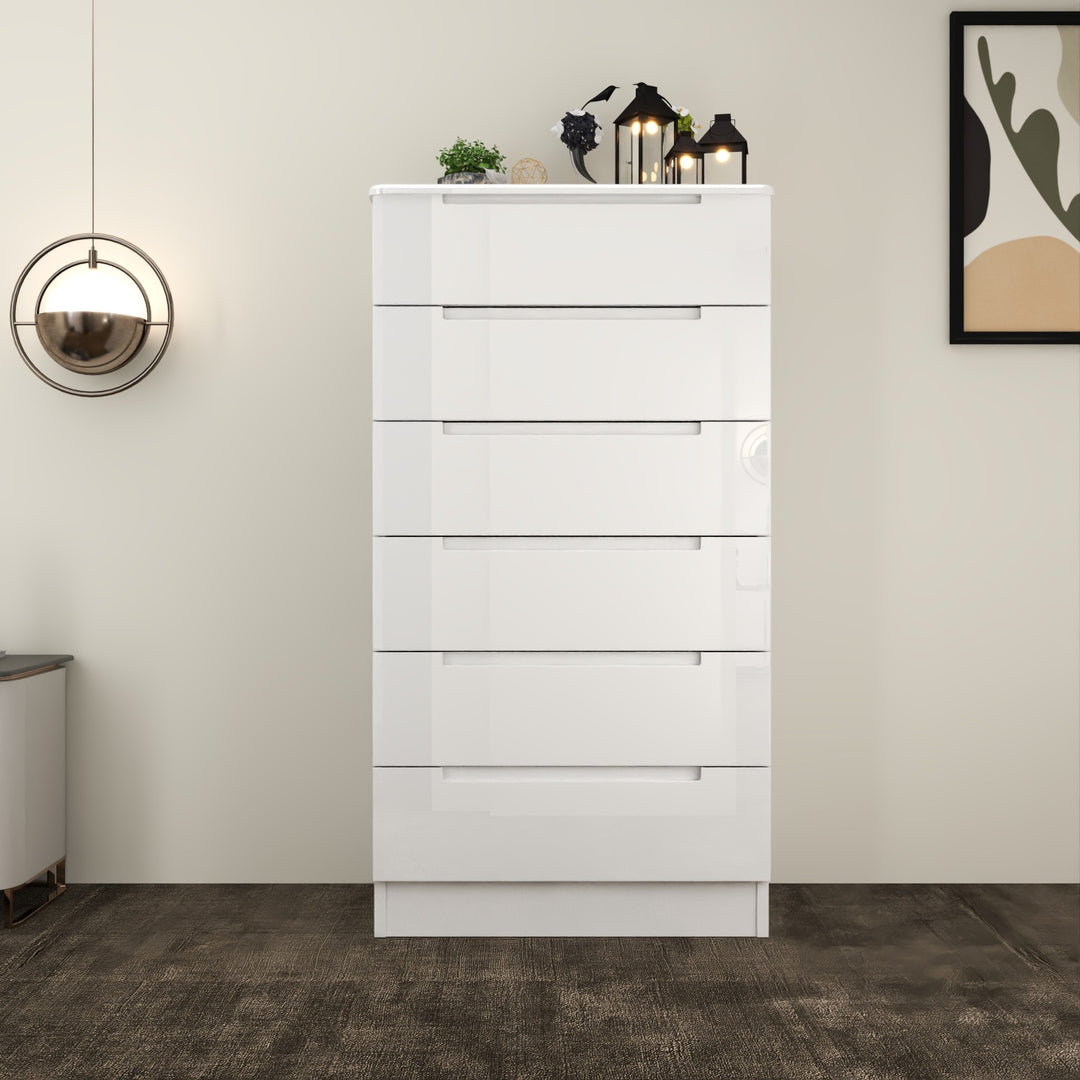 High Gloss 6-Pull-Out Storage Chest of Drawers