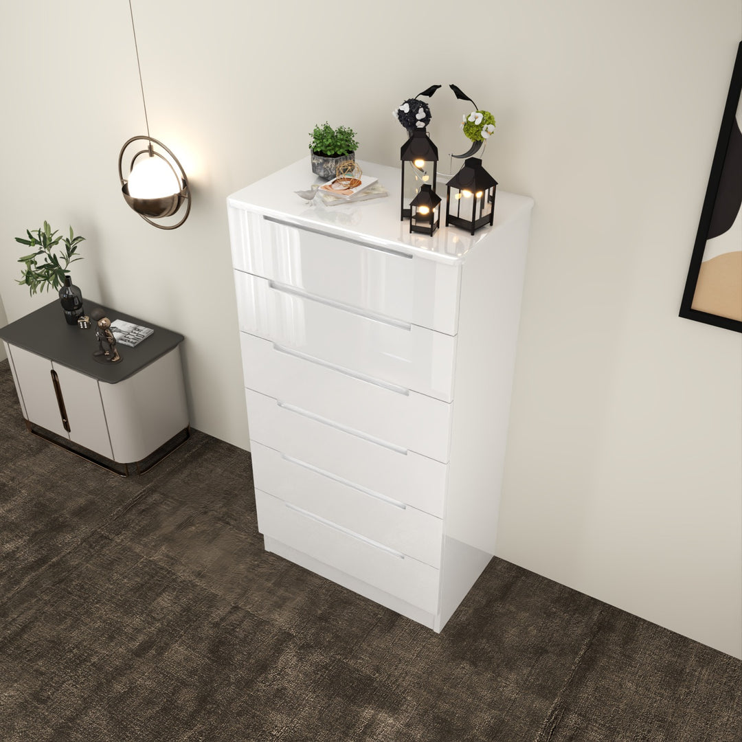 High Gloss 6-Pull-Out Storage Chest of Drawers