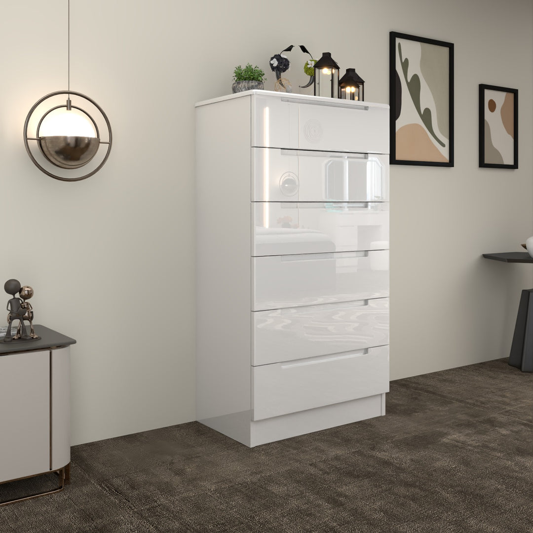 High Gloss 6-Pull-Out Storage Chest of Drawers