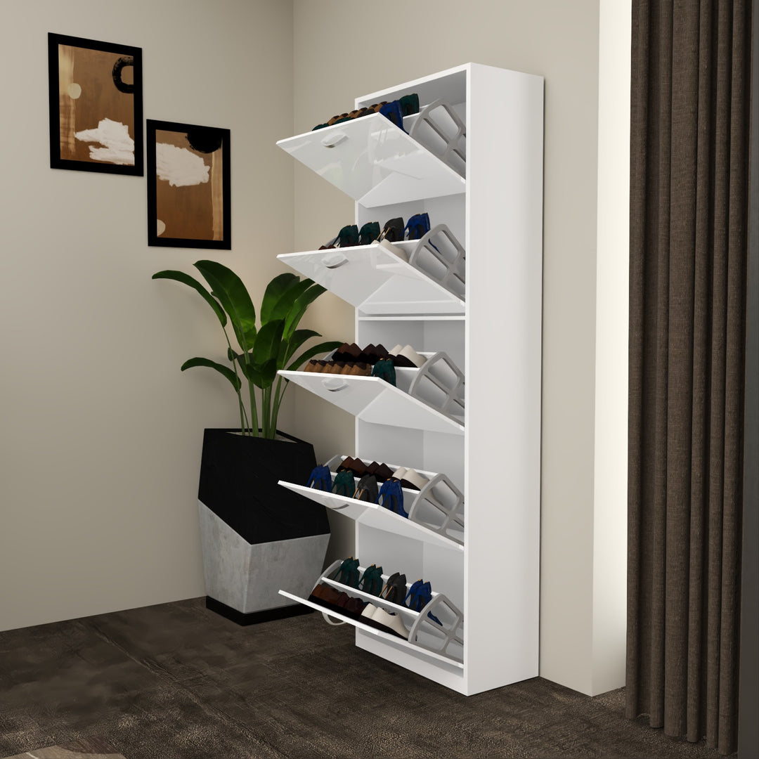 5 Tier High Gloss Shoes Cabinet