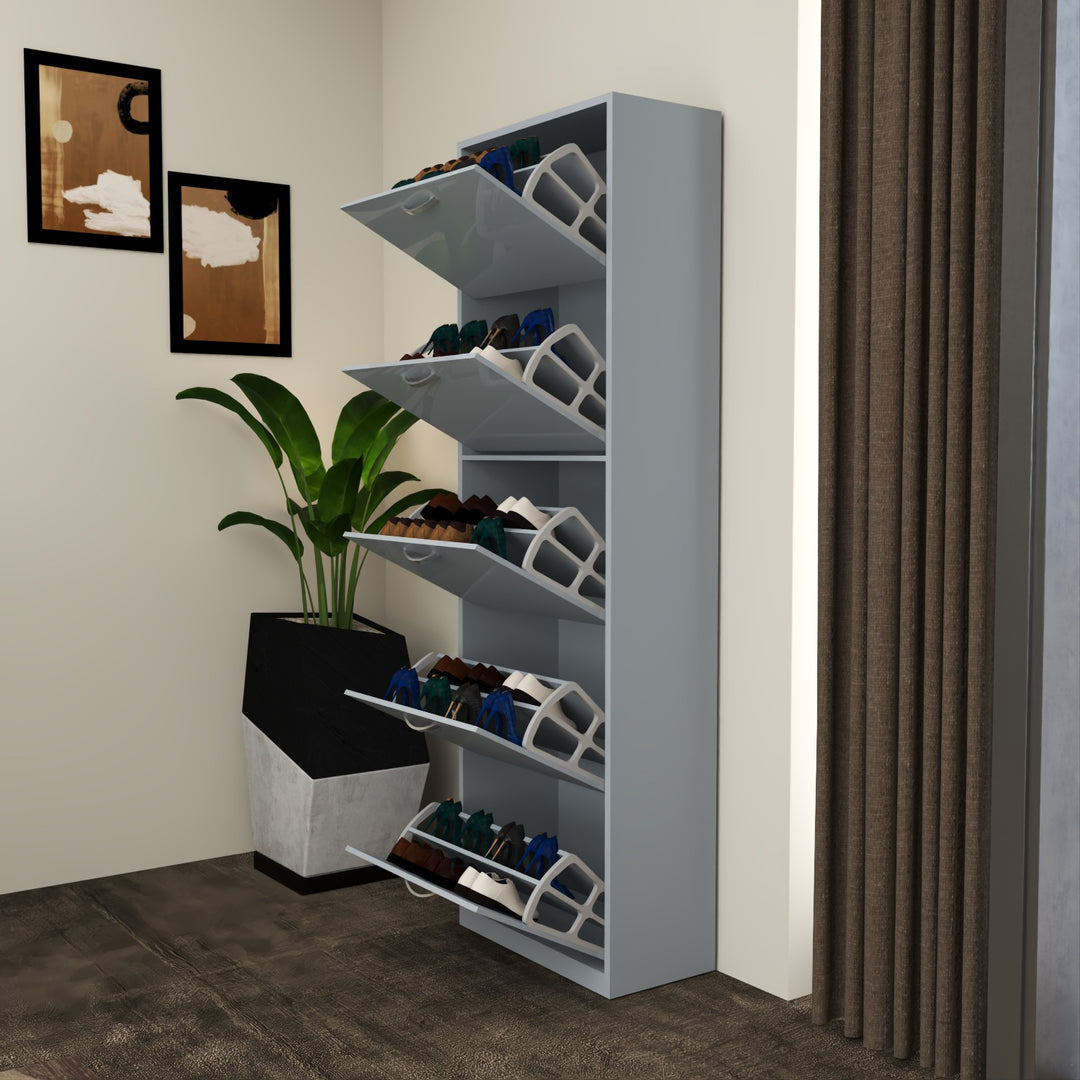 5 Tier High Gloss Shoes Cabinet