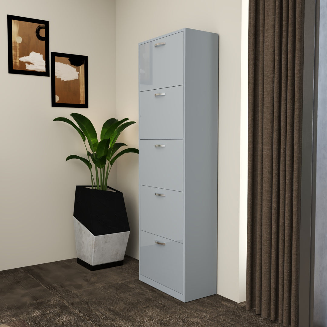 5 Tier High Gloss Shoes Cabinet