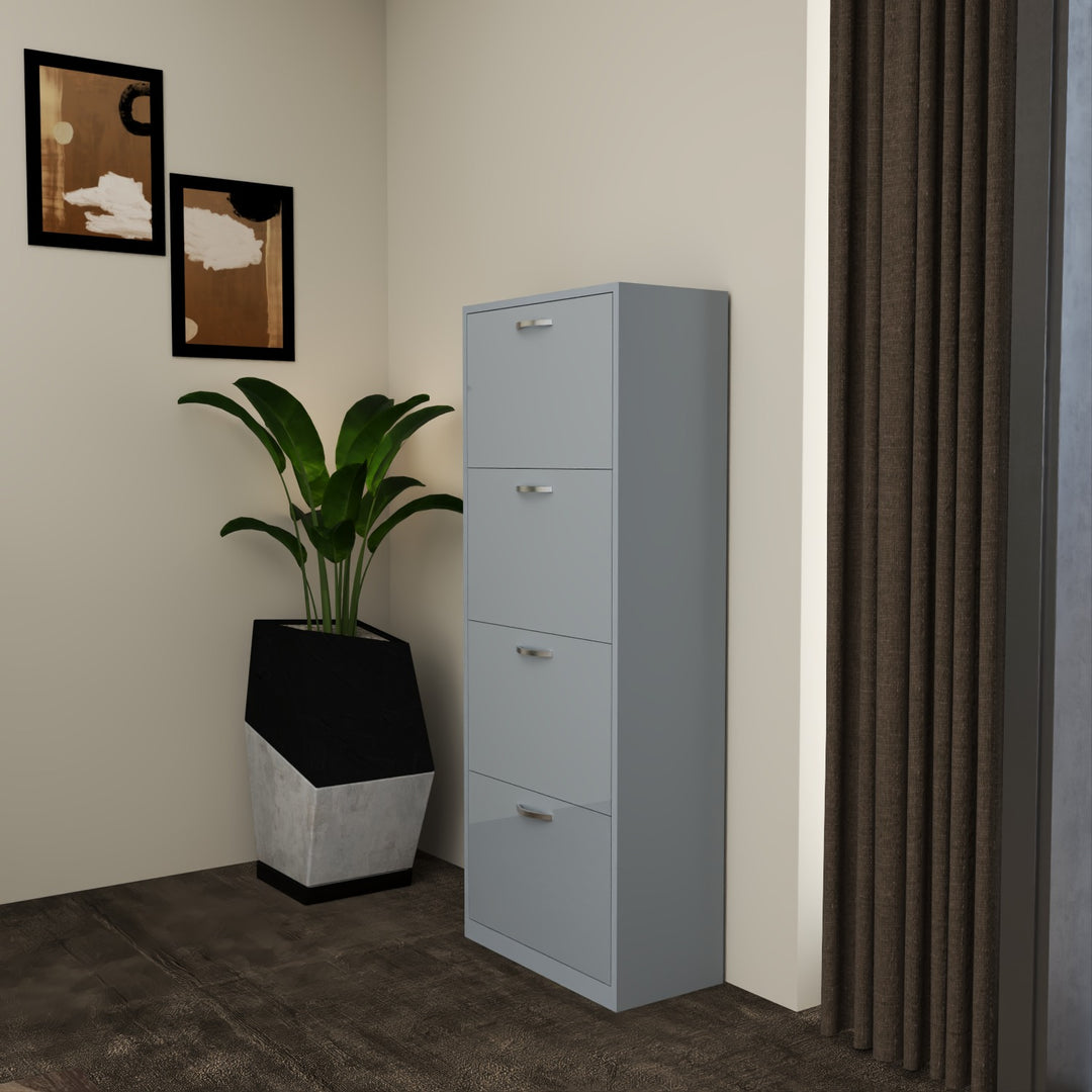 4 Tier High Gloss Shoes Cabinet