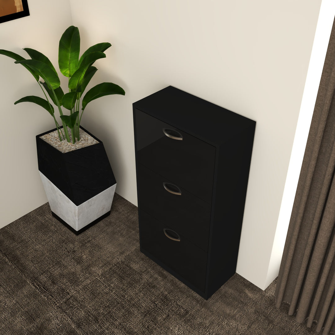 3 Tier High Gloss Shoes Cabinet