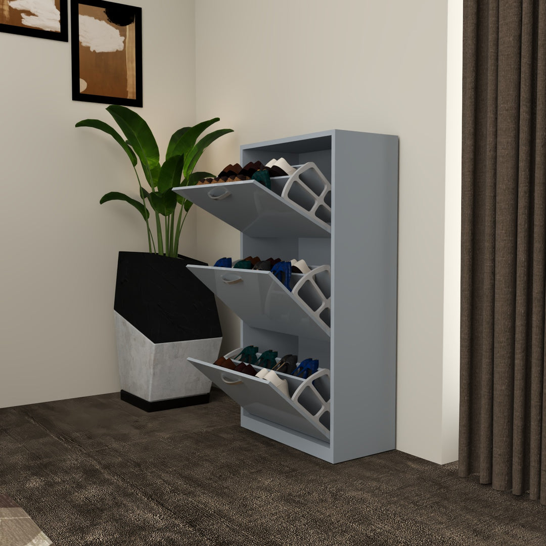 3 Tier High Gloss Shoes Cabinet