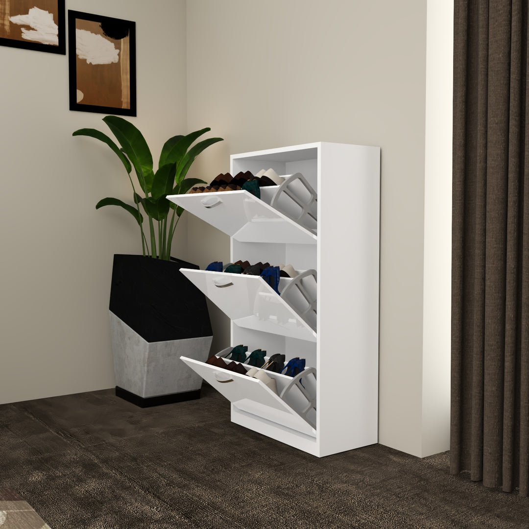 3 Tier High Gloss Shoes Cabinet