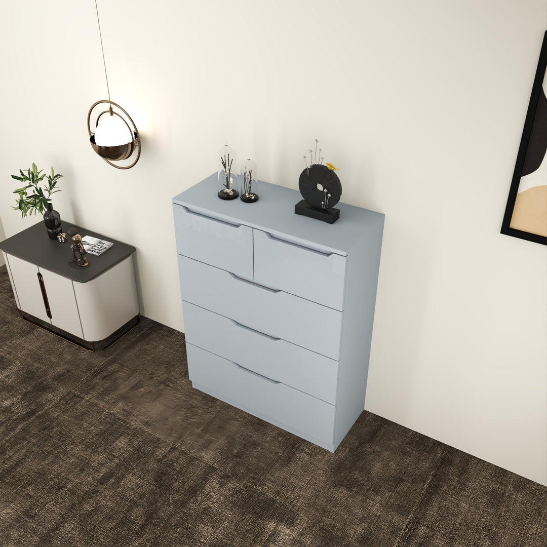 5 Drawers-High Gloss chest of Drawers