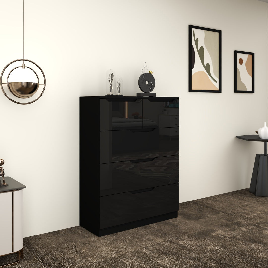 5 Drawers-High Gloss chest of Drawers
