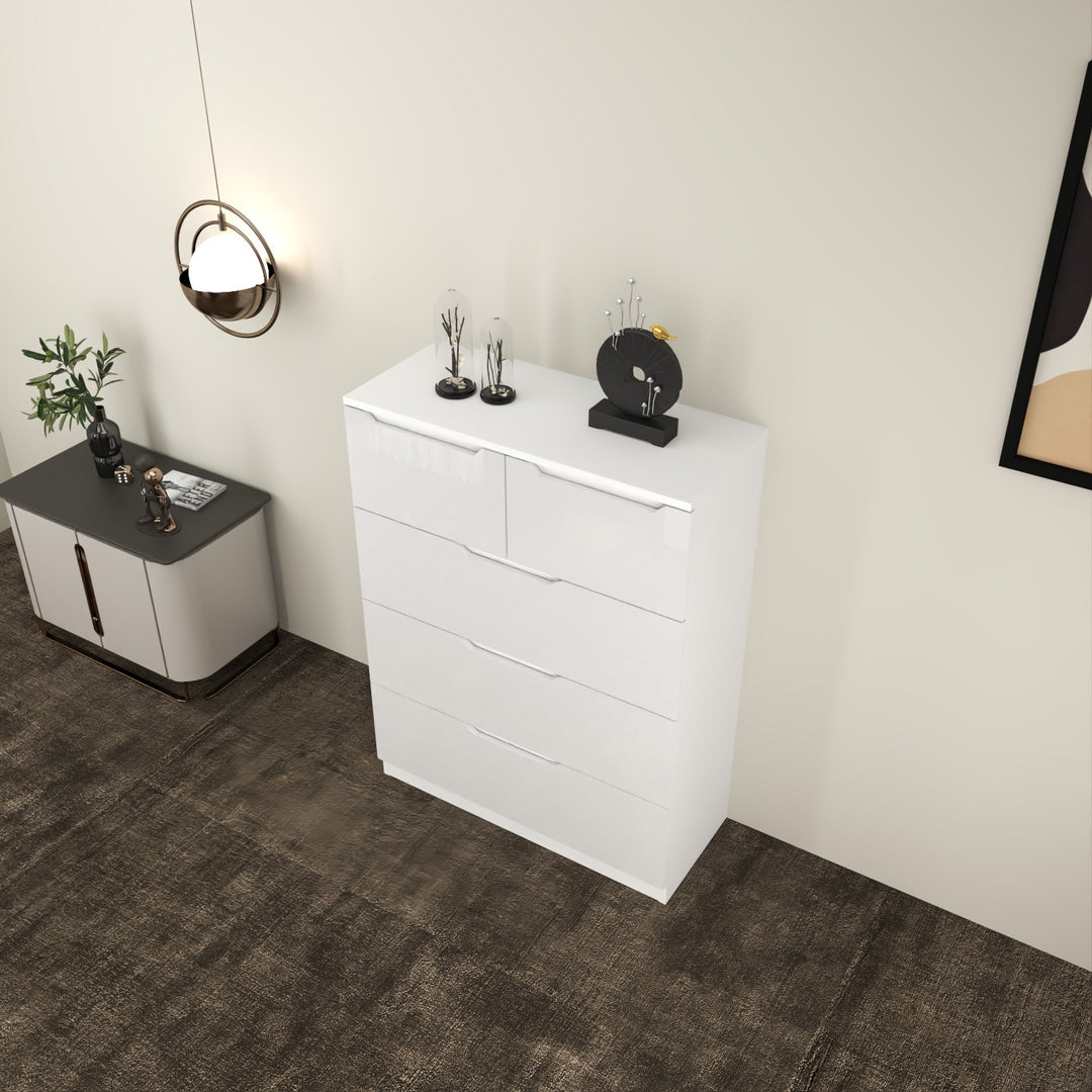 5 Drawers-High Gloss chest of Drawers