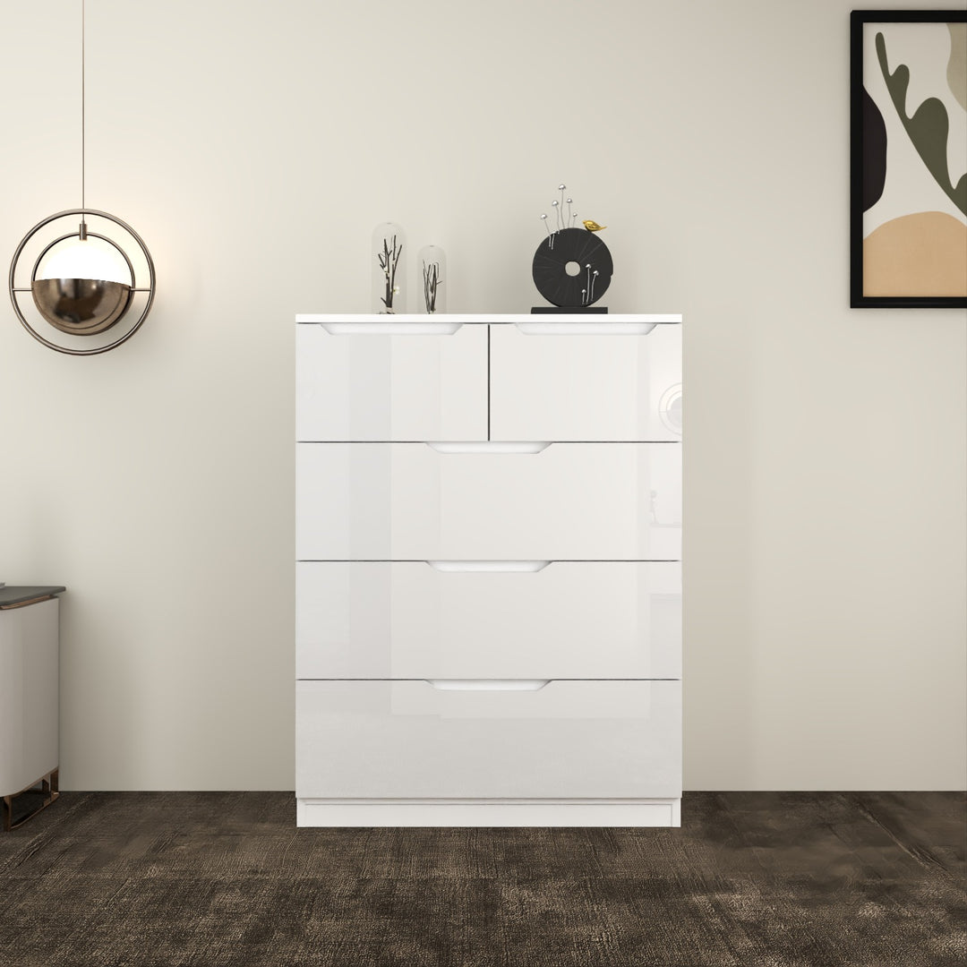 5 Drawers-High Gloss chest of Drawers