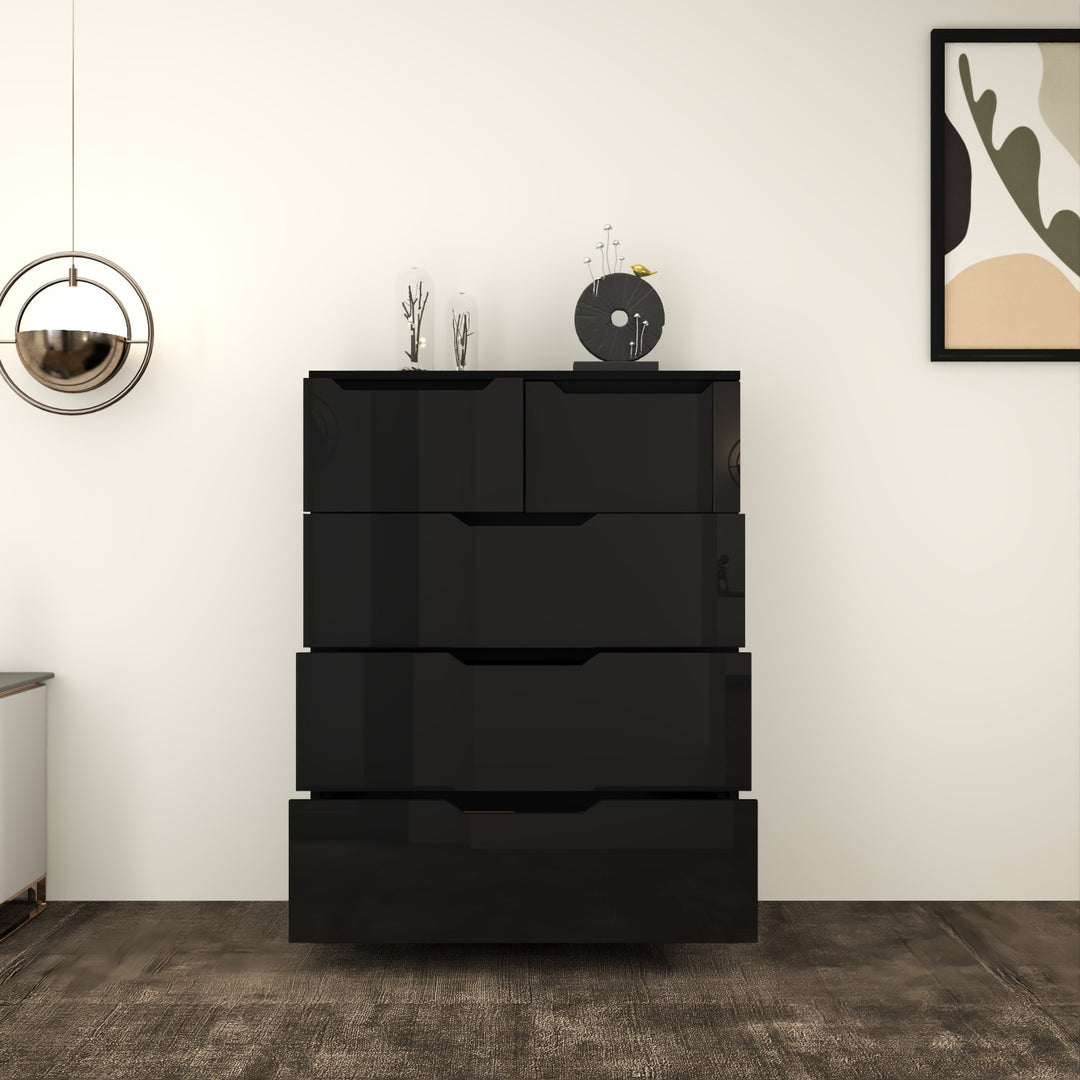 5 Drawers-High Gloss chest of Drawers