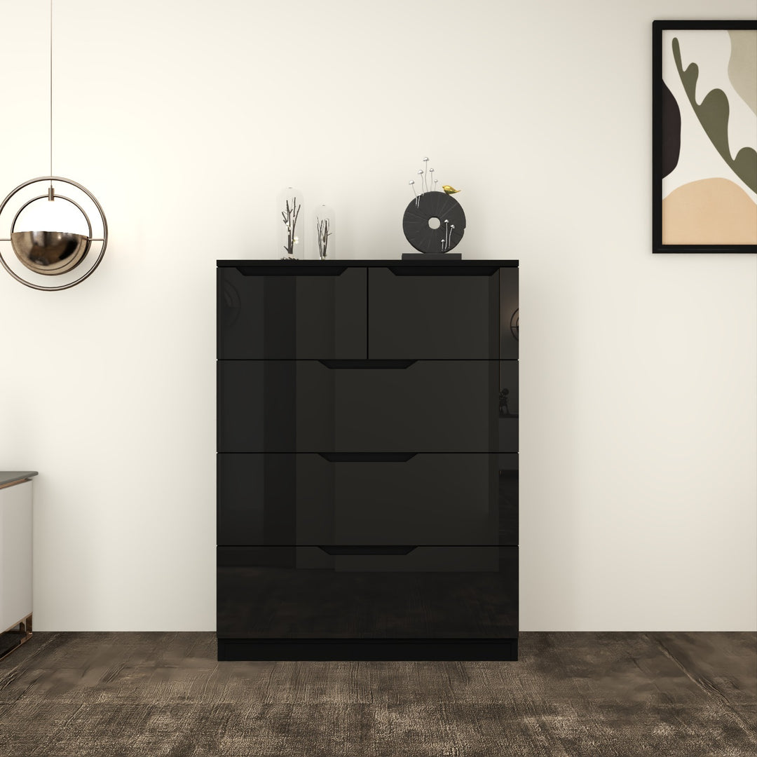 5 Drawers-High Gloss chest of Drawers