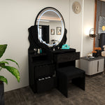 Load image into Gallery viewer, Modern Dressing Table with LED Oval Mirror
