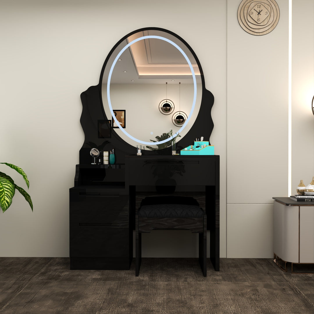 Modern Dressing Table with LED Oval Mirror