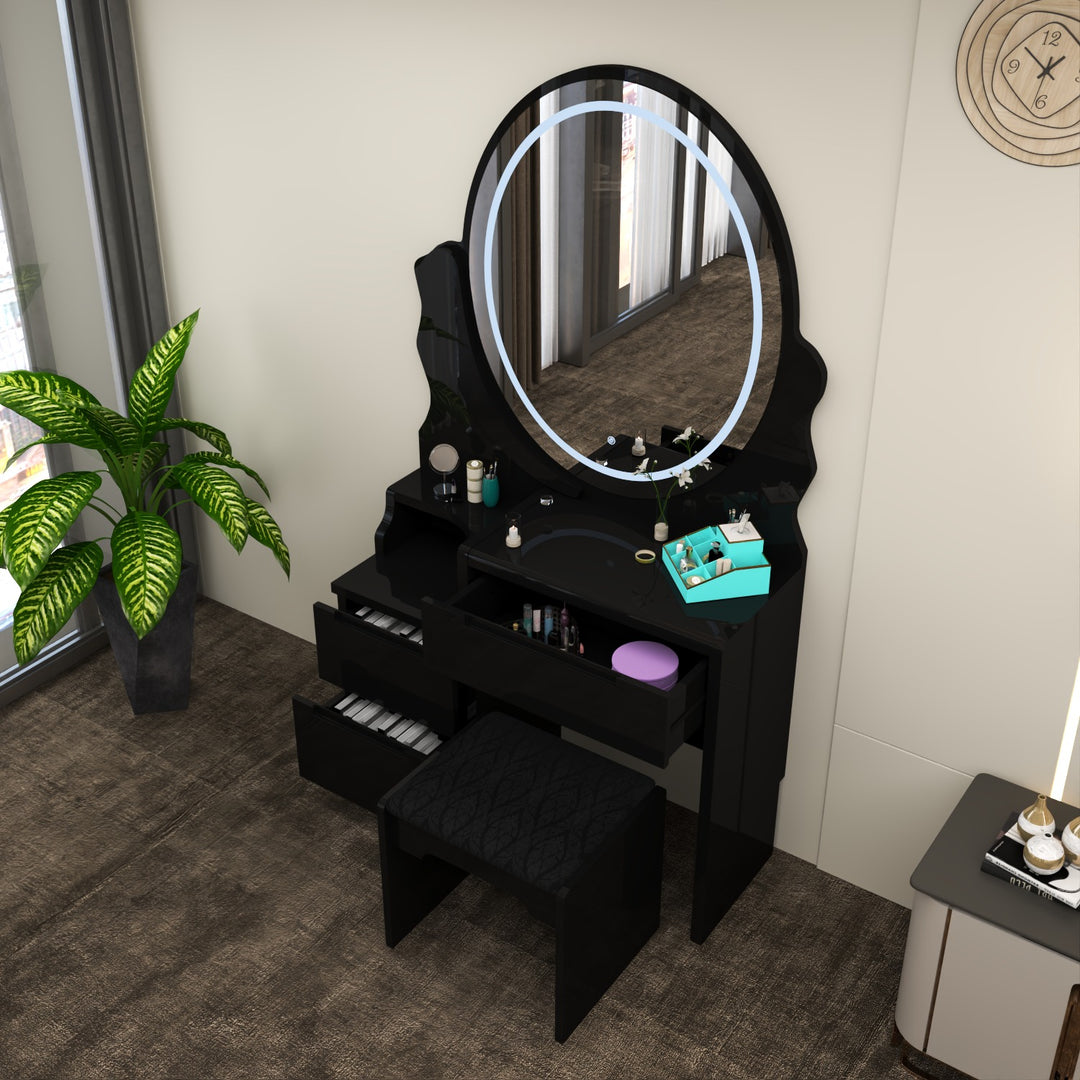 Modern Dressing Table with LED Oval Mirror