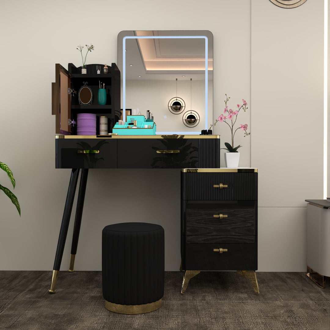 High Gloss Dressing Table with Mirror