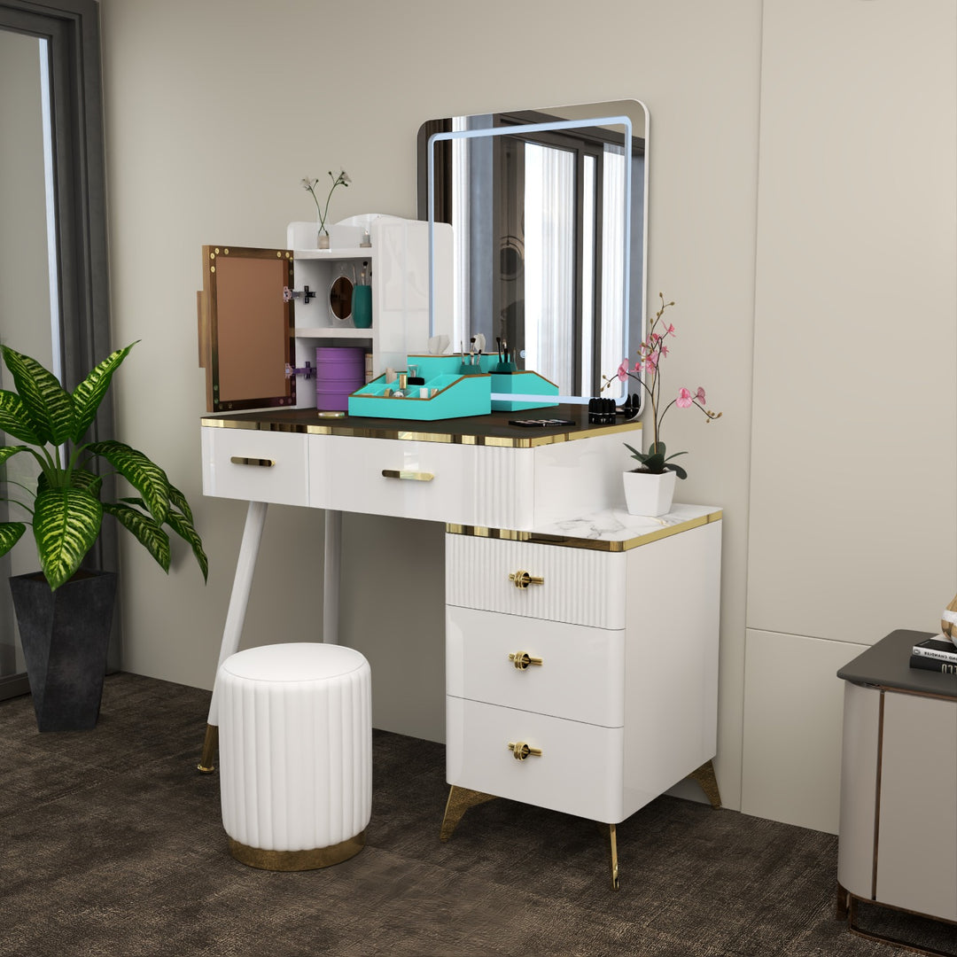 High Gloss Dressing Table with Mirror
