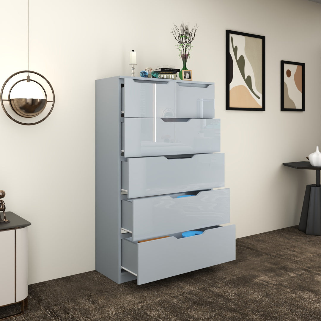 6 Drawers-High Gloss Chest of Drawers