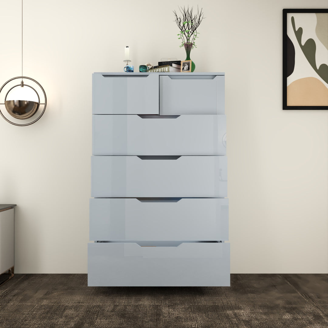 6 Drawers-High Gloss Chest of Drawers