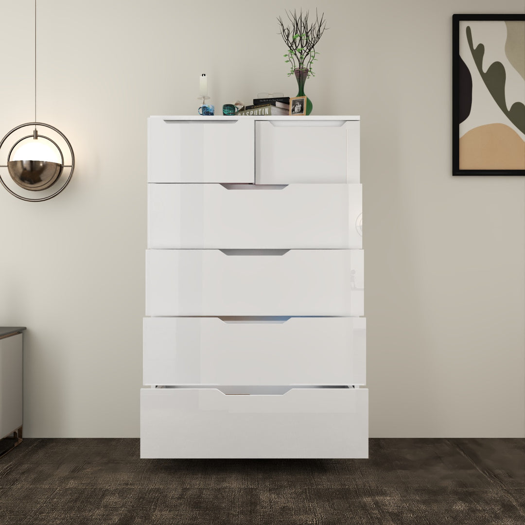 6 Drawers-High Gloss Chest of Drawers