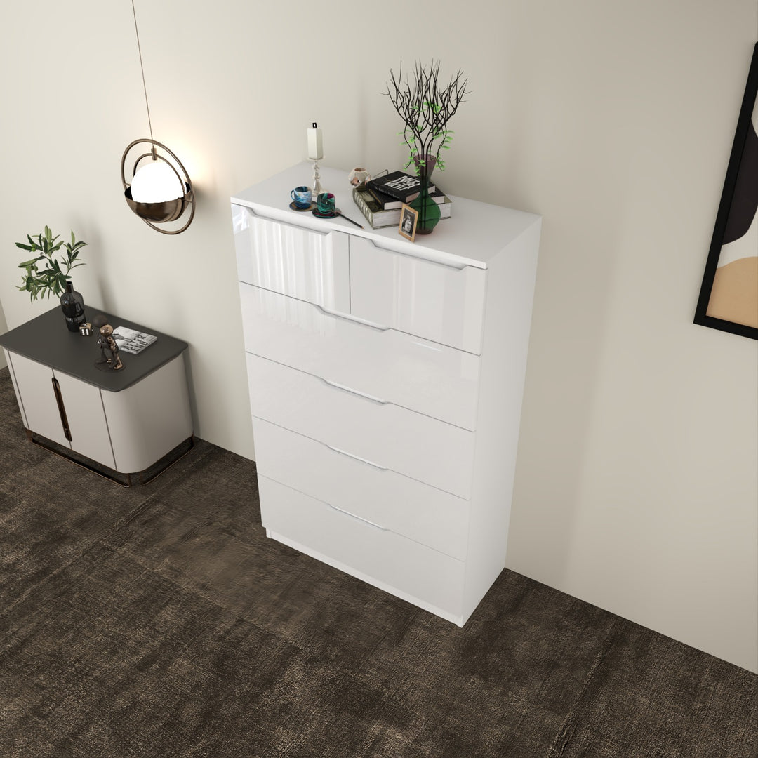 6 Drawers-High Gloss Chest of Drawers