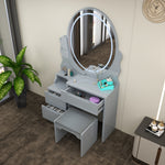 Load image into Gallery viewer, Modern Dressing Table with LED Oval Mirror
