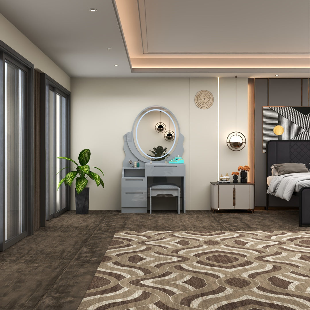 Modern Dressing Table with LED Oval Mirror