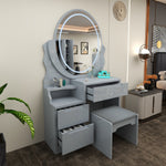 Load image into Gallery viewer, Modern Dressing Table with LED Oval Mirror
