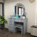 Load image into Gallery viewer, High Gloss Dressing Table with LED Mirror &amp; Stool
