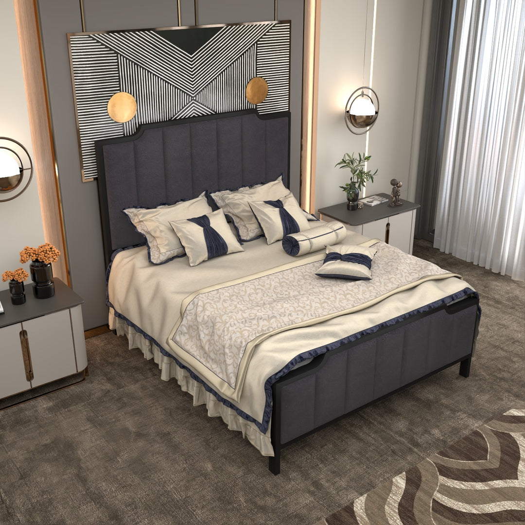 Metal Bed Frame with Vertical Pannels Design