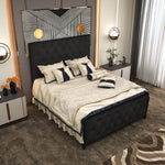 Load image into Gallery viewer, Metal Bed Frame with Tufted Diamond Upholstery
