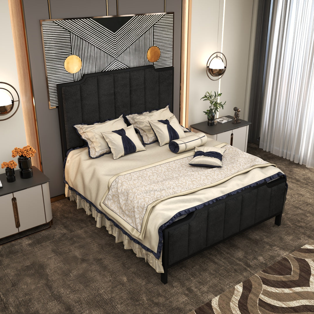 Metal Bed Frame with Vertical Pannels Design