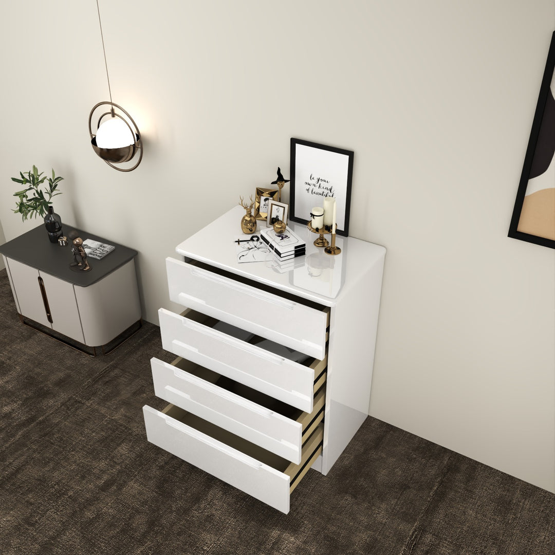 High Gloss 4-Pull-Out Storage Chest of Drawers