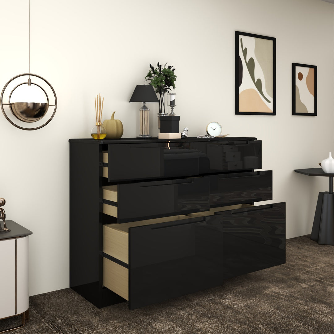 High Gloss 6 Tier Chest of Drawer
