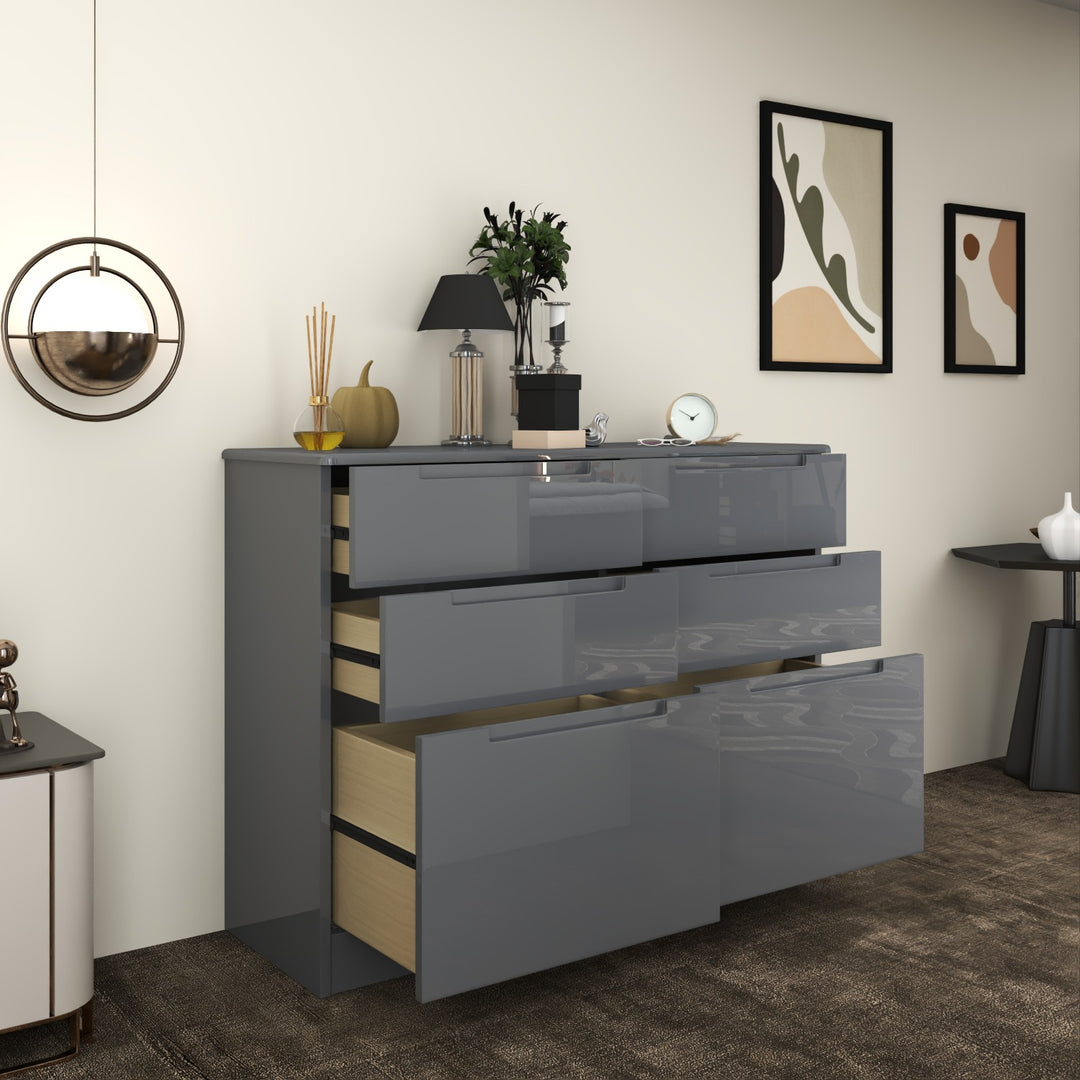 High Gloss 6 Tier Chest of Drawer