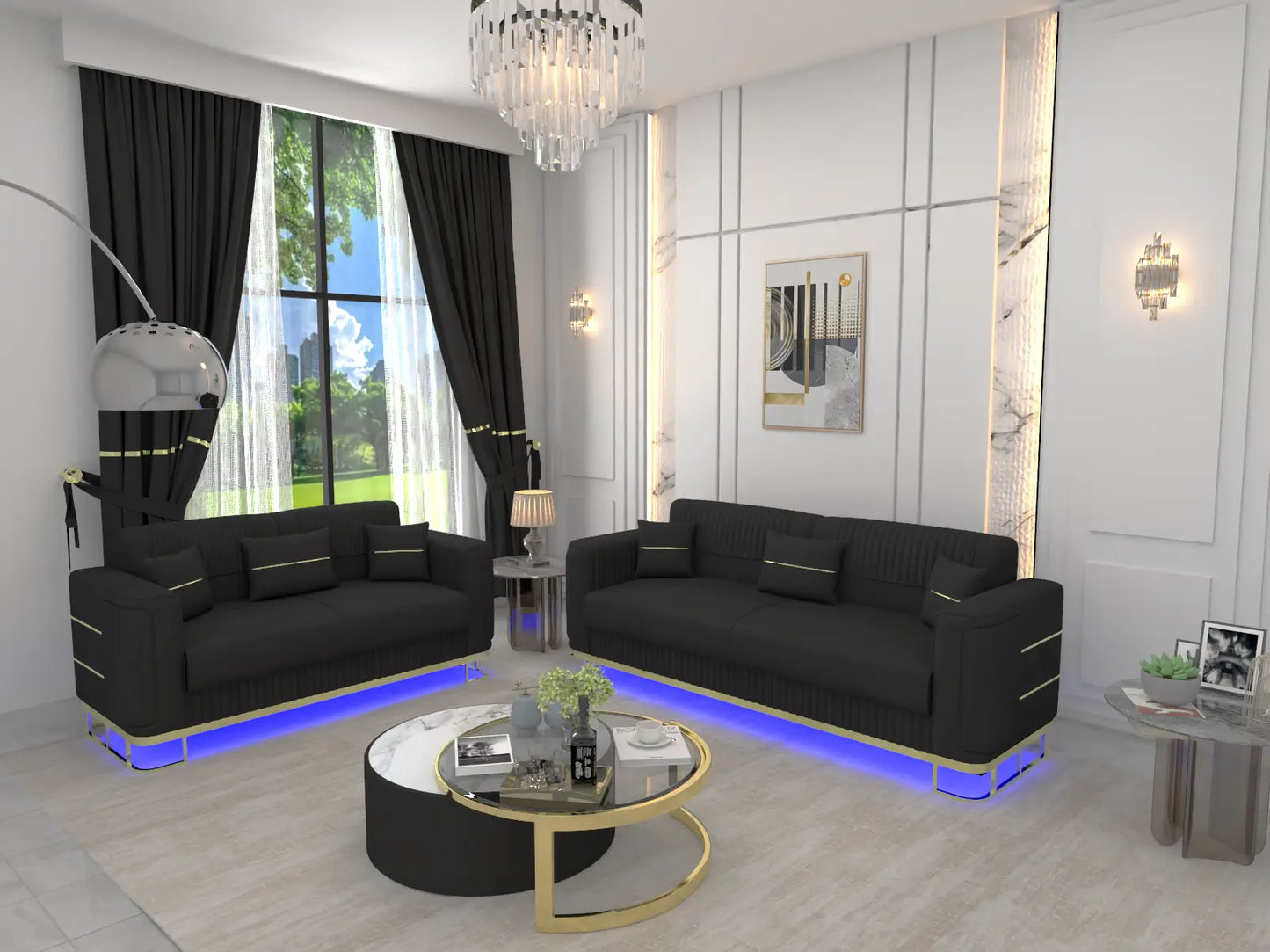 Black 3+2 Seater