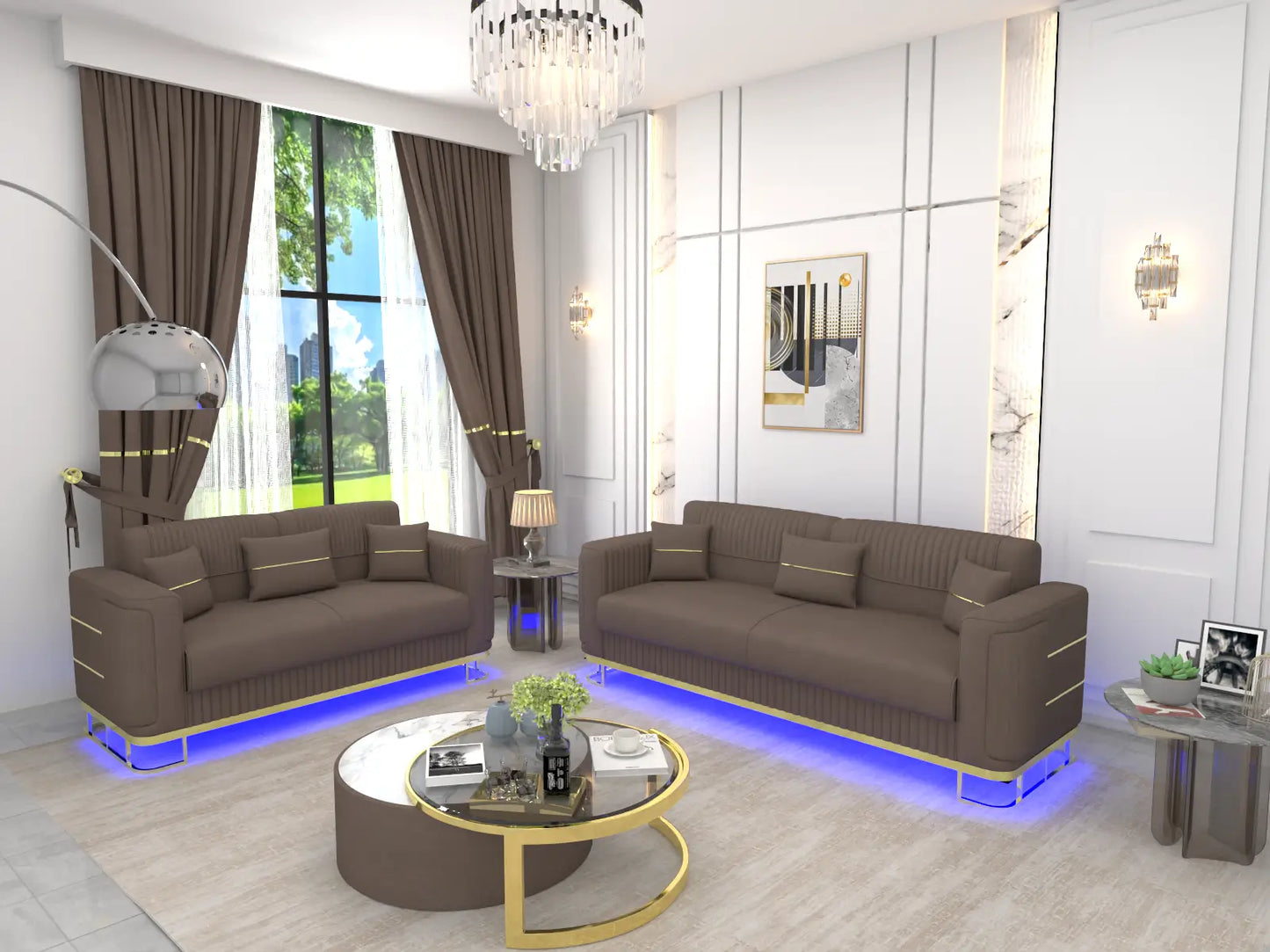 Brown 3+2 Seater