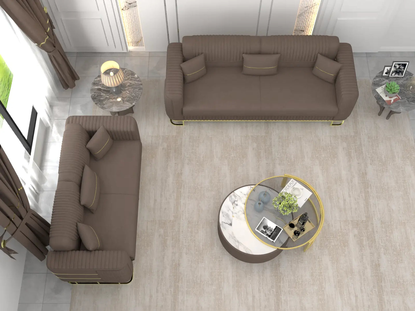 Brown 3+2 Seater