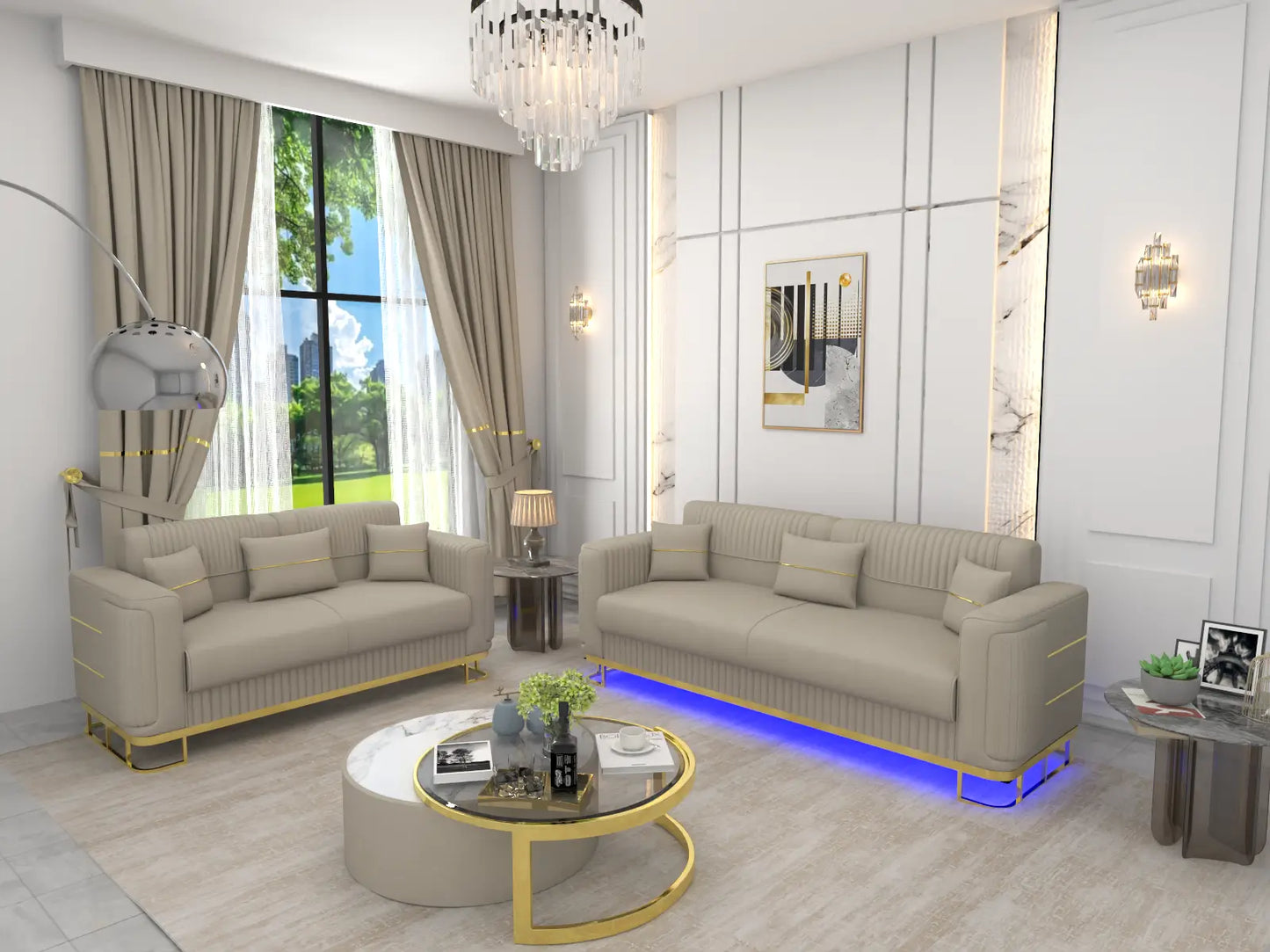 Cream 3+2 Seater