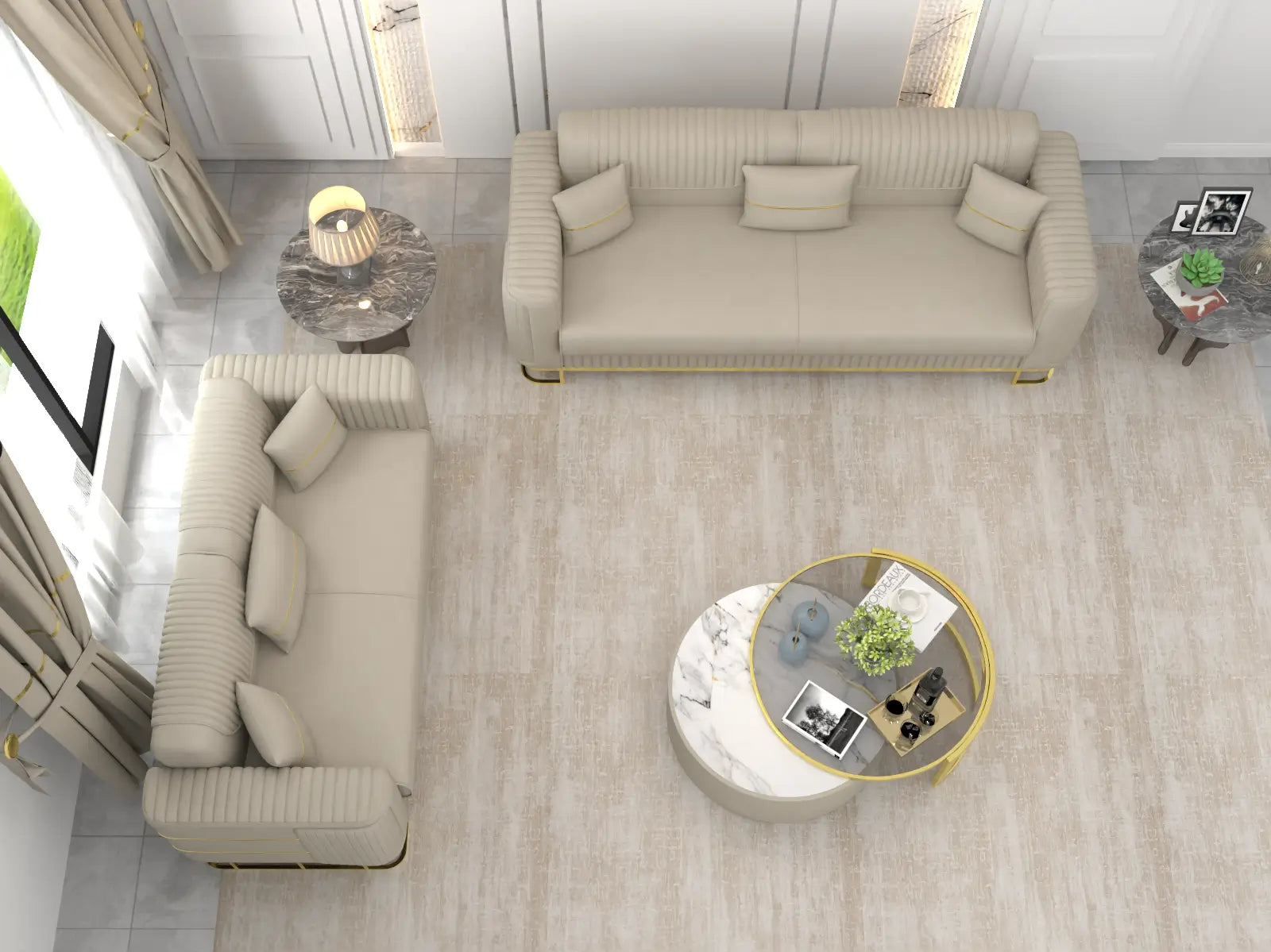 Cream 3+2 Seater