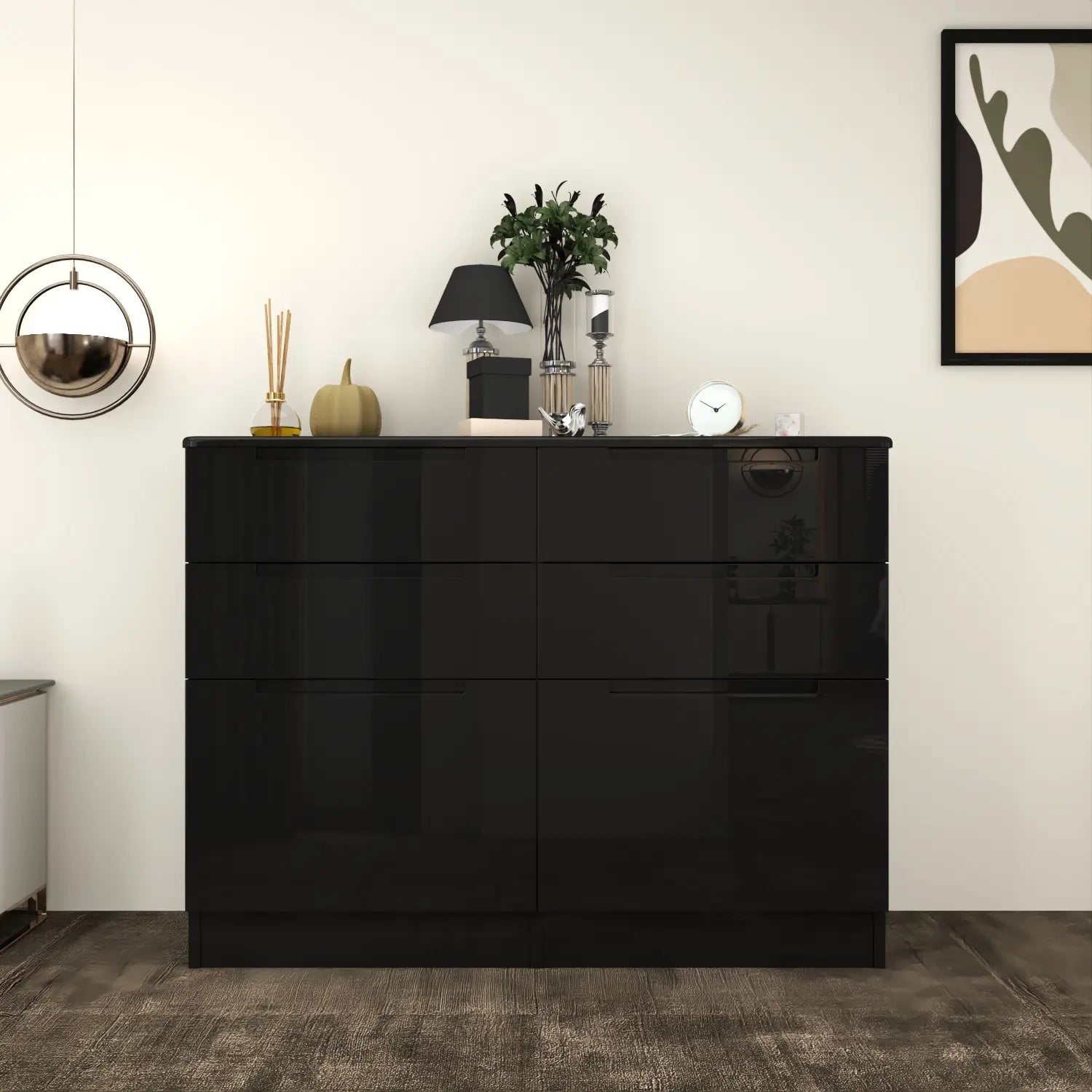 Nova 6 Drawers Chest Black