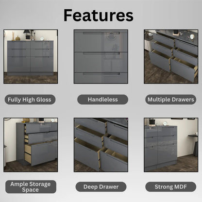Nova 6 Drawers Chest Gray