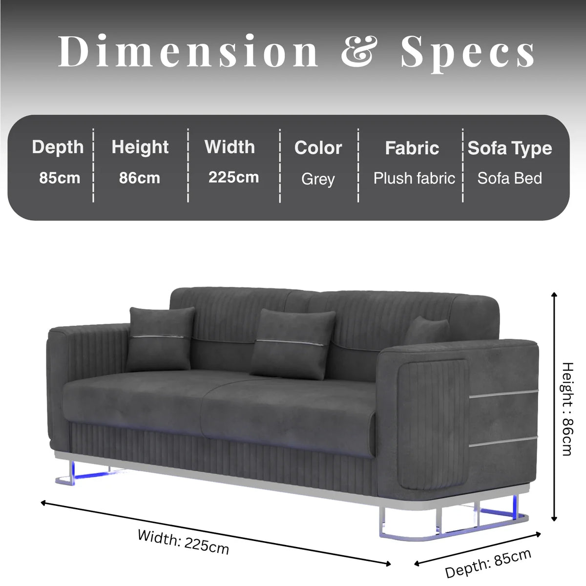 3 Seater Grey