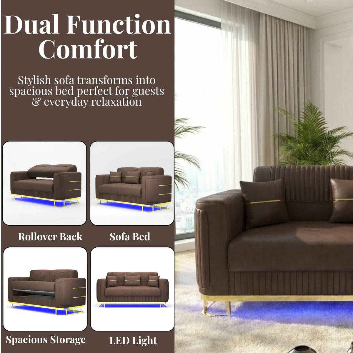 3+2 Seater Brown