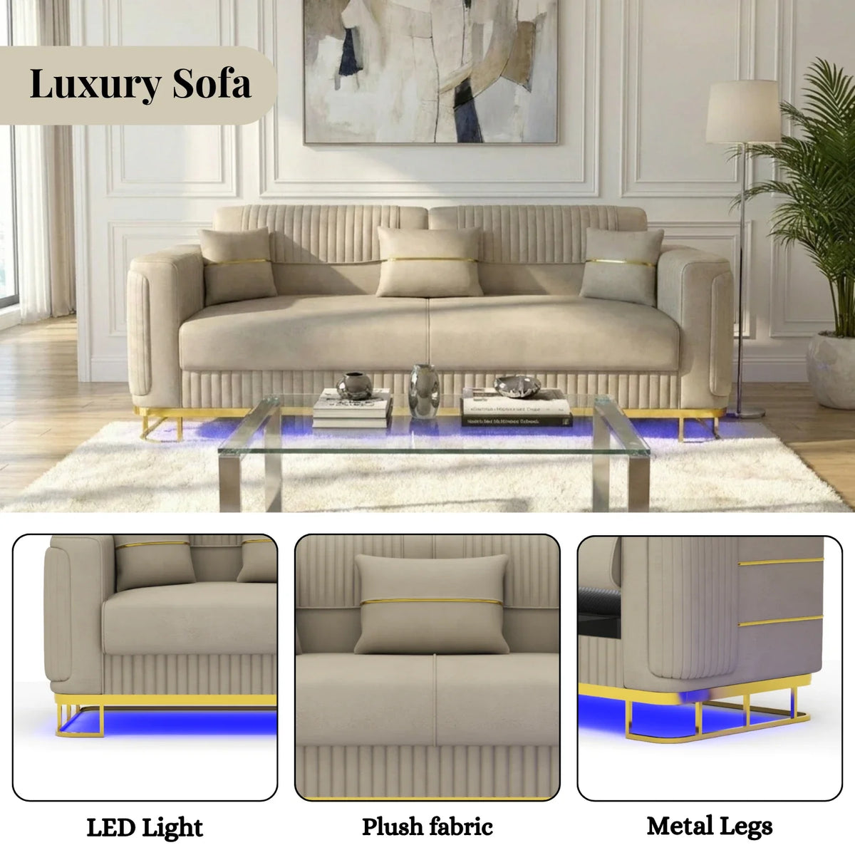 3 Seater Cream