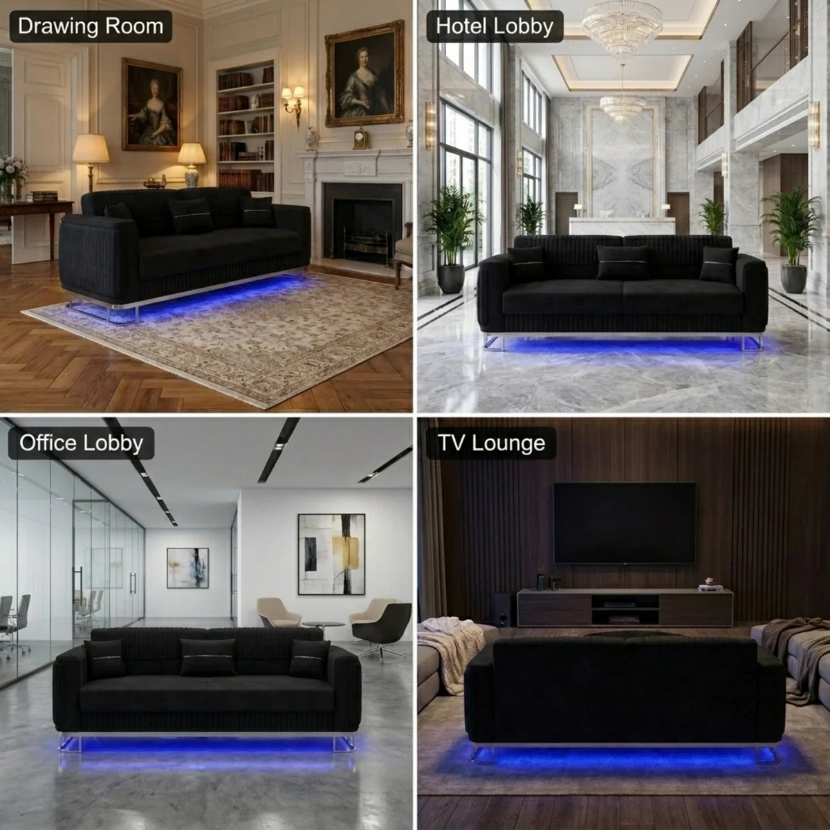 3+2 Seater Black