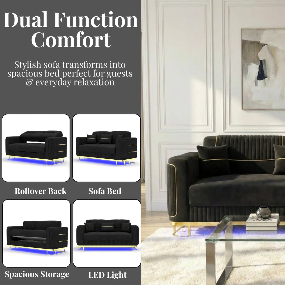 3 Seater Black