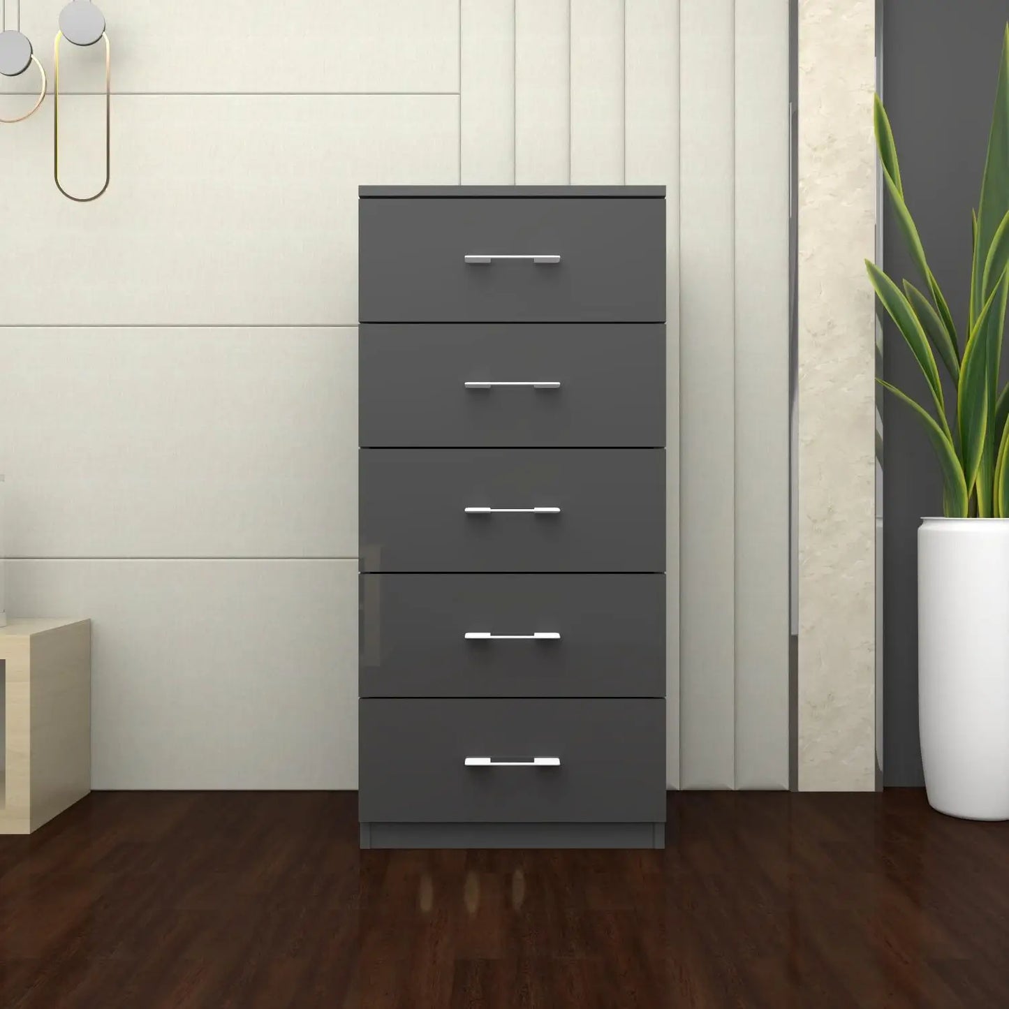 Riga 5 Drawers Chest | COLOR: Dark Grey | SIZE: 60cm , 80cm 