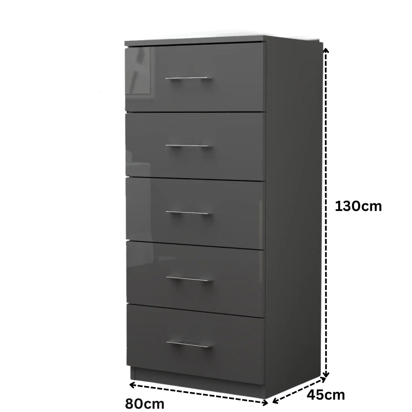 Riga 5 Drawers Chest | COLOR: Dark Grey | SIZE: 60cm , 80cm 